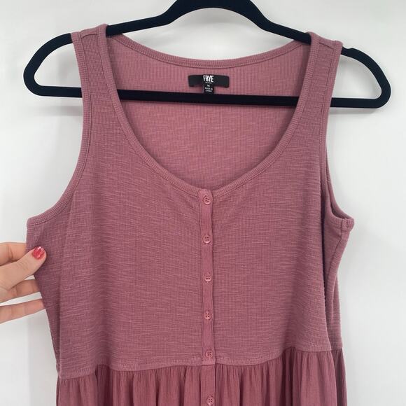 Frye Women's Dusty Rose Pink Button Front Midi Dress Size Medium - Picture 9 of 11